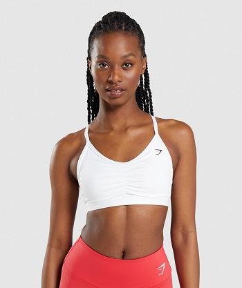 Staniki Sportowe Damskie Gymshark Ruched Białe | PL 2856DFM